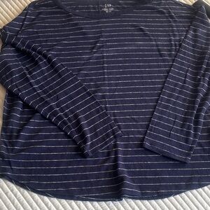 GAP Linen Blend Tee with White Stripes